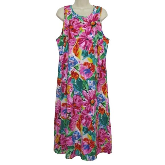 Willow Ridge Women Petite Medium PM Cotton Floral Cottagecore Sundress Dress 90s - Picture 1 of 9
